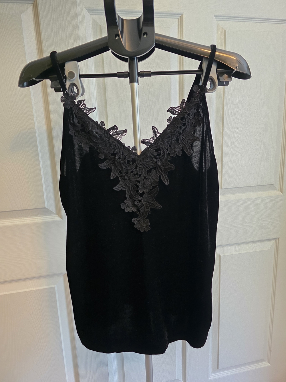 Polly & Esther Black Velvet Camisole with Embroidered Logo